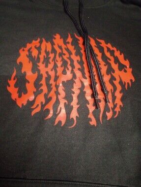 Sapnap Men's Black Hoodie with Red Flame Graphic Size Large